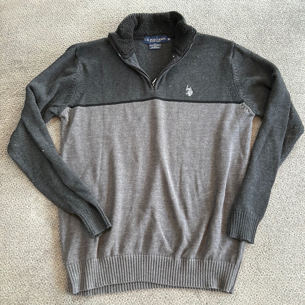 Men’s Polo Dark Grey Quarter Zip Sweater